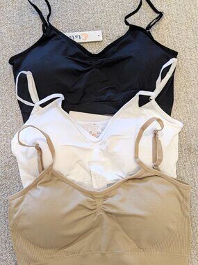 Seamless Bralettes Top One Size Adjustable Straps (choose Black, White or Beige)
